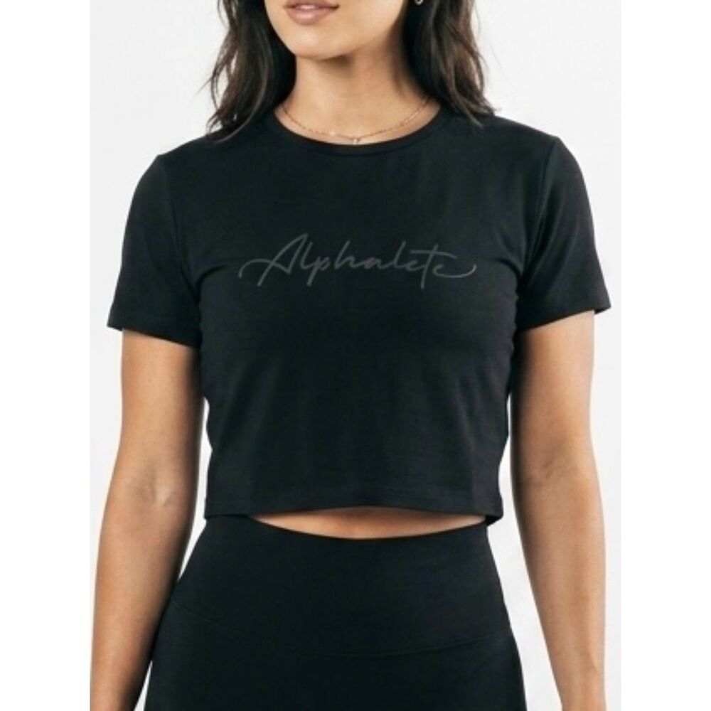 Alphalete LDB Lifestyle Fit‎ Black Cotton Crop Tee Size L Large